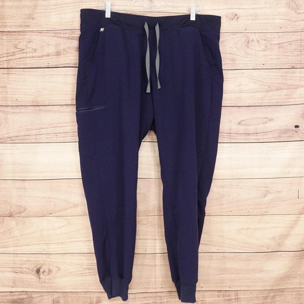 FIGS Scrub Pants Womens 2XL Blue Jogger Cargo Drawstring Elastic Waist SCRUBS